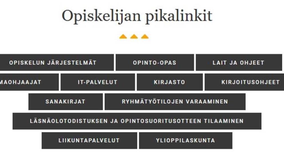 Opiskelijan pikalinkit - Quick links for students