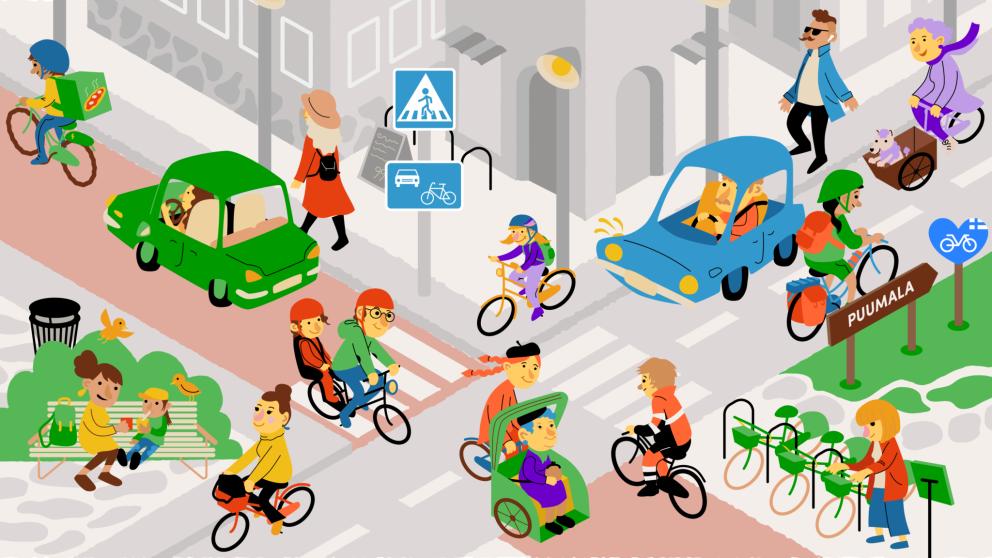 Different types of cycling in city
