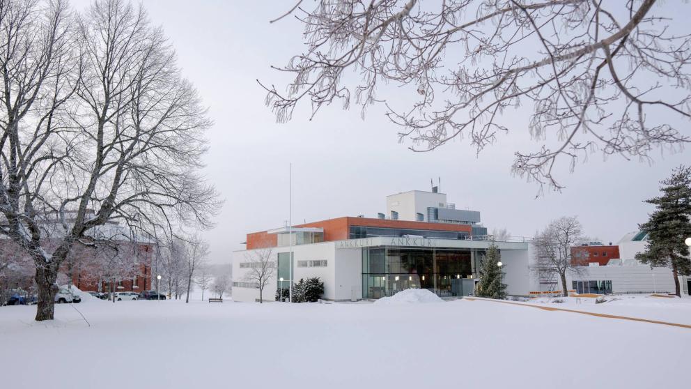 Vaasan yliopiston kampus talvella