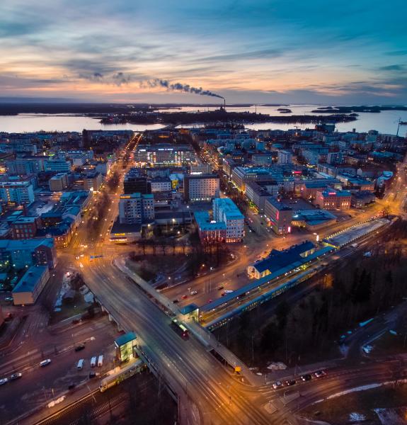 City of Vaasa in the evening