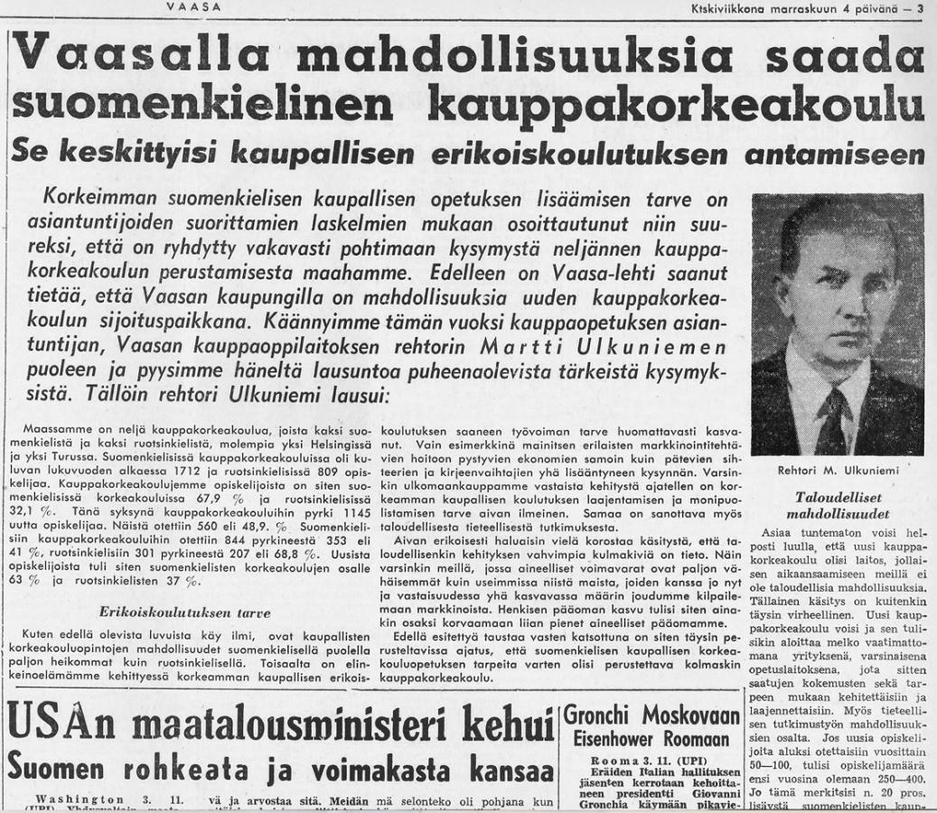 Vaasa-lehti 4.11.1959