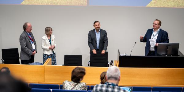 In the picture: Professor Gary Knight, Professor Helen Lawton Smith, Director Juha Kytölä and Vice-rector Martin Meyer